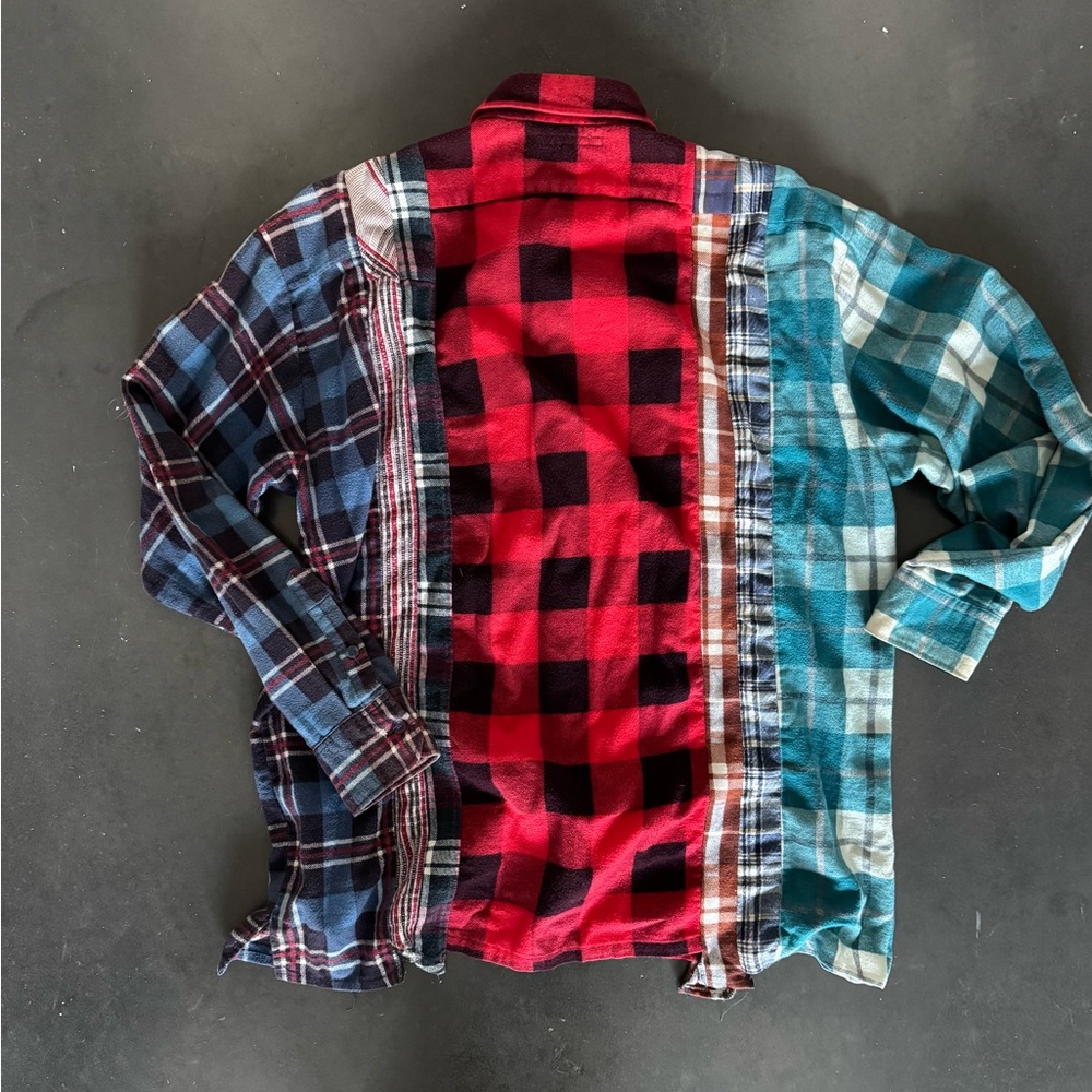Needles Patchwork Plaid Button-Down Shirt - Red, … - image 3